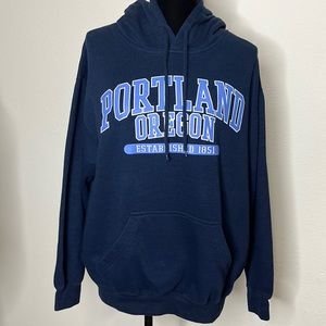 POINT Sportswear size Medium Portland, Oregon blue hoodie sweatshirt.
